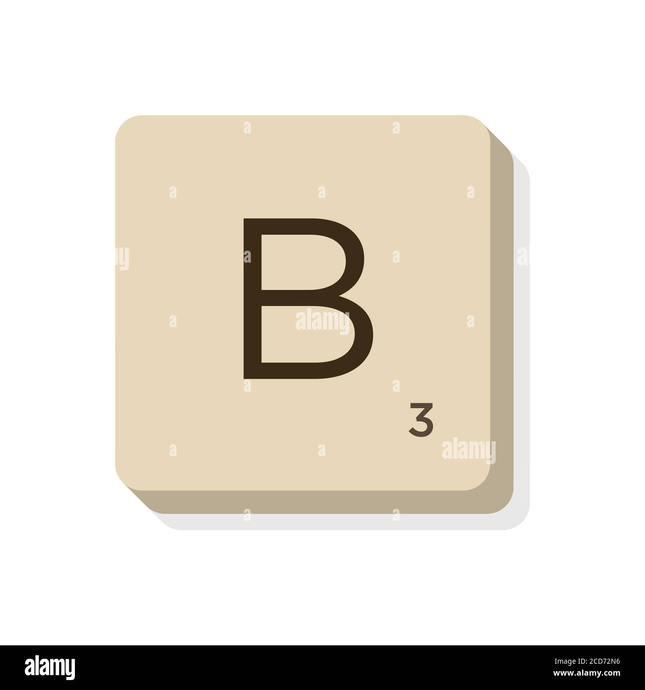 Lettera B in alfabeto scrabble. Isolare l'illustrazione vettoriale per comporre parole e frasi personalizzate. Illustrazione Vettoriale