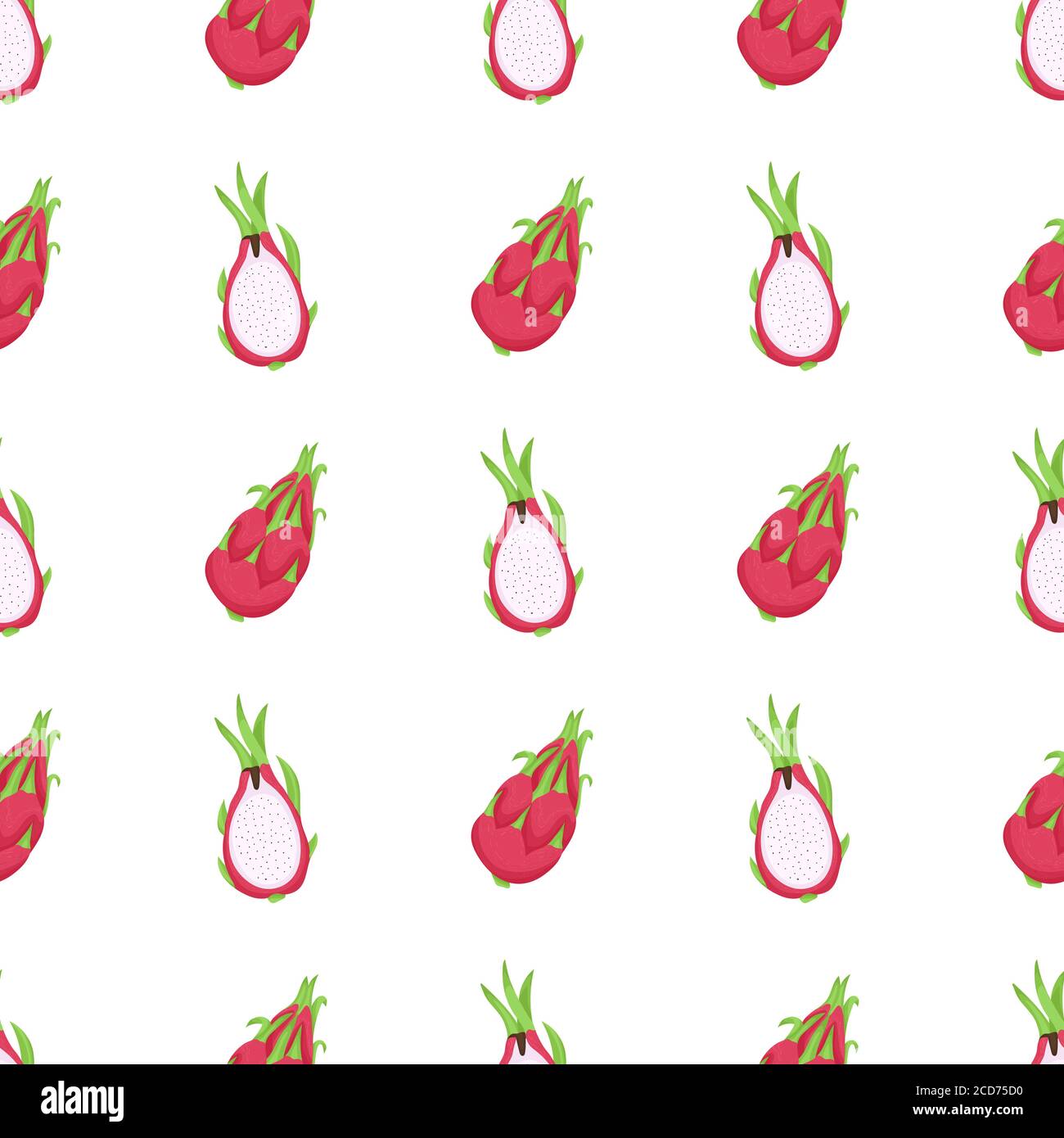 Motivo senza cuciture Dragon Fruit per il design dei vestiti. Ornamento tessile. Illustrazione Vettoriale