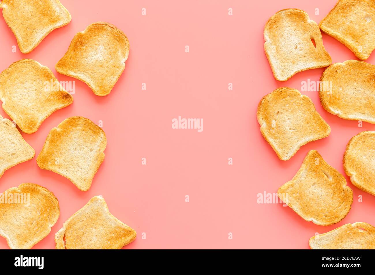 Cornice di pane tostato con spazio per il testo, vista dall'alto Foto Stock