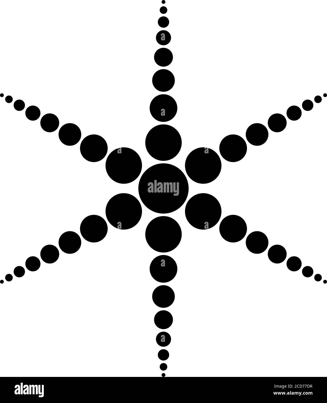 Semplice fiocco di neve punteggiato nero. Icona vettore. Tema Natale e inverno. Illustrazione Vettoriale