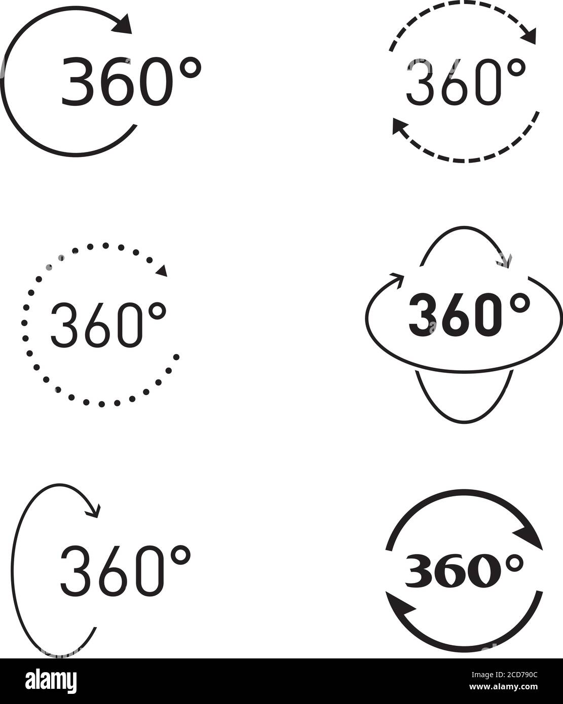 rotazione circolare di 360 gradi. Impostare le frecce del vettore. Aggiorna e ricarica. INSIEME DI FRECCE E ICONE. Illustrazione Vettoriale