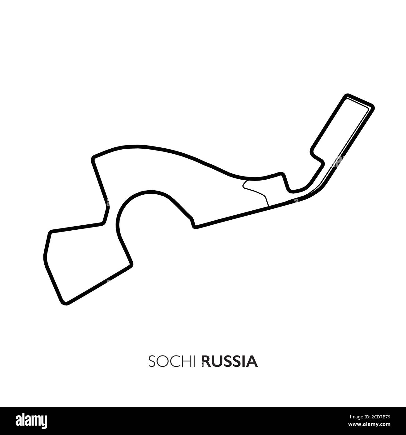 Circuito Sochi, Russia. Mappa vettoriale pista Motorsport Illustrazione Vettoriale