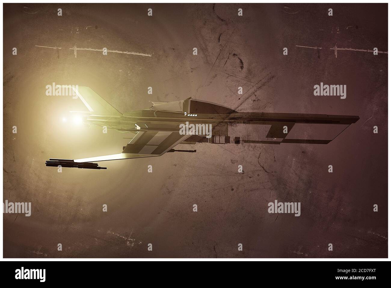 illustrazione in 3d di un moderno combattente di astronave Foto Stock