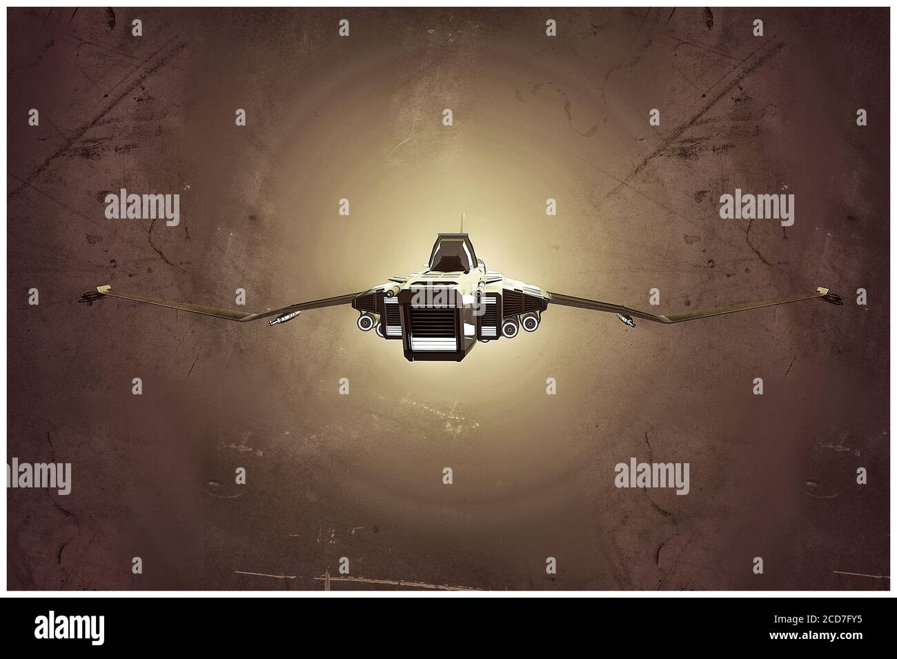 illustrazione in 3d di un moderno combattente di astronave Foto Stock
