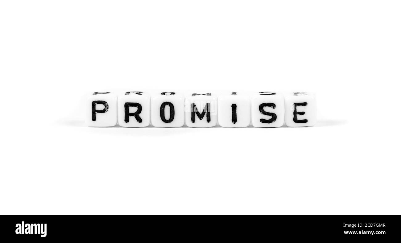 parole cubiche in primo piano sul bianco Foto Stock