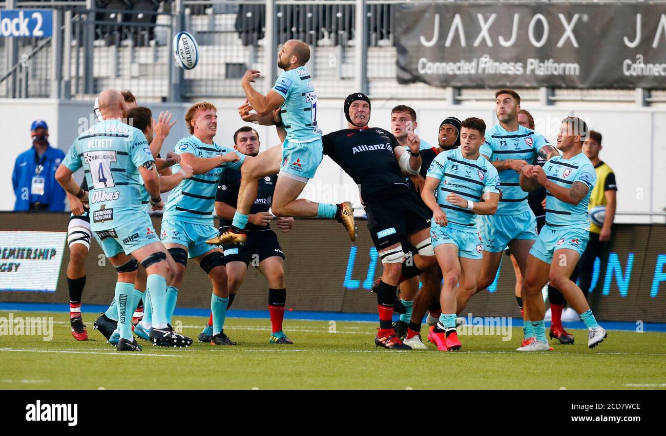 HENDON, Regno Unito, 26 AGOSTO: Charlie Sharples of Gloucester durante il Gallagher Premiership Rugby tra Saracens e Gloucester ad Allianz Park st Foto Stock