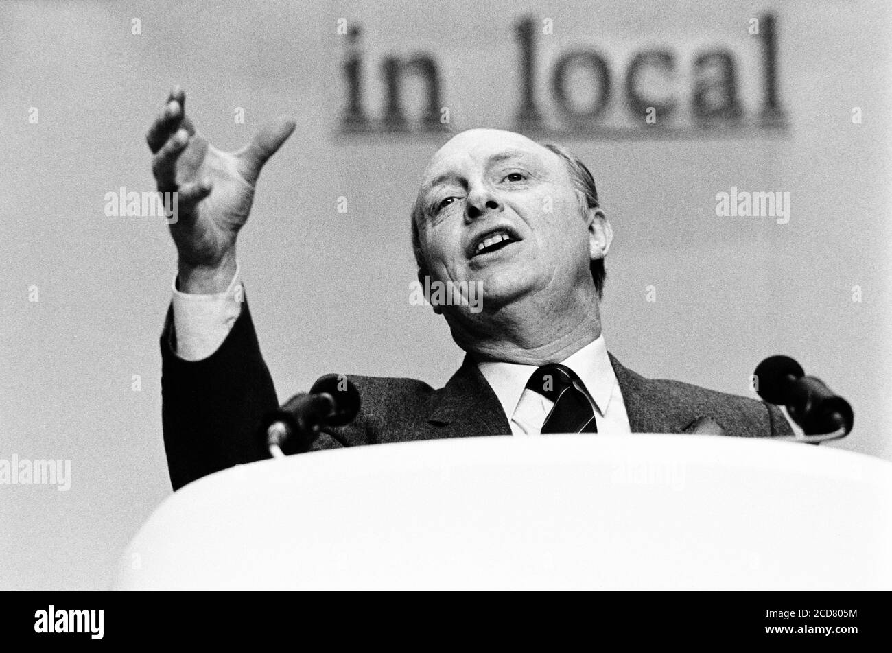 Neil Kinnock alla Conferenza del Governo locale del lavoro di Southampton. 19 febbraio 1989. Foto: Neil Turner Foto Stock