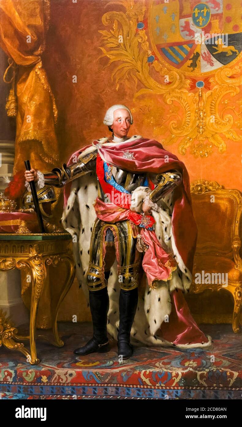 Carlo III (1716-1788), re di Spagna, ritratto di Anton Raphael Mengs, 1764-1766 Foto Stock