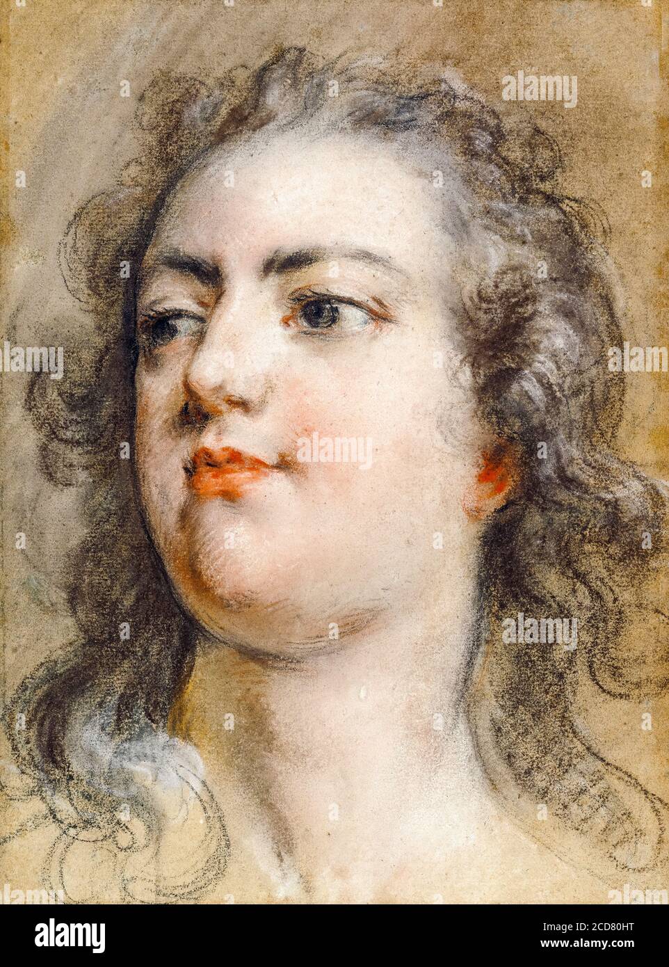 Capo del re Luigi XV di Francia (1710–1774), ritratto di François le Moyn, circa 1729 Foto Stock