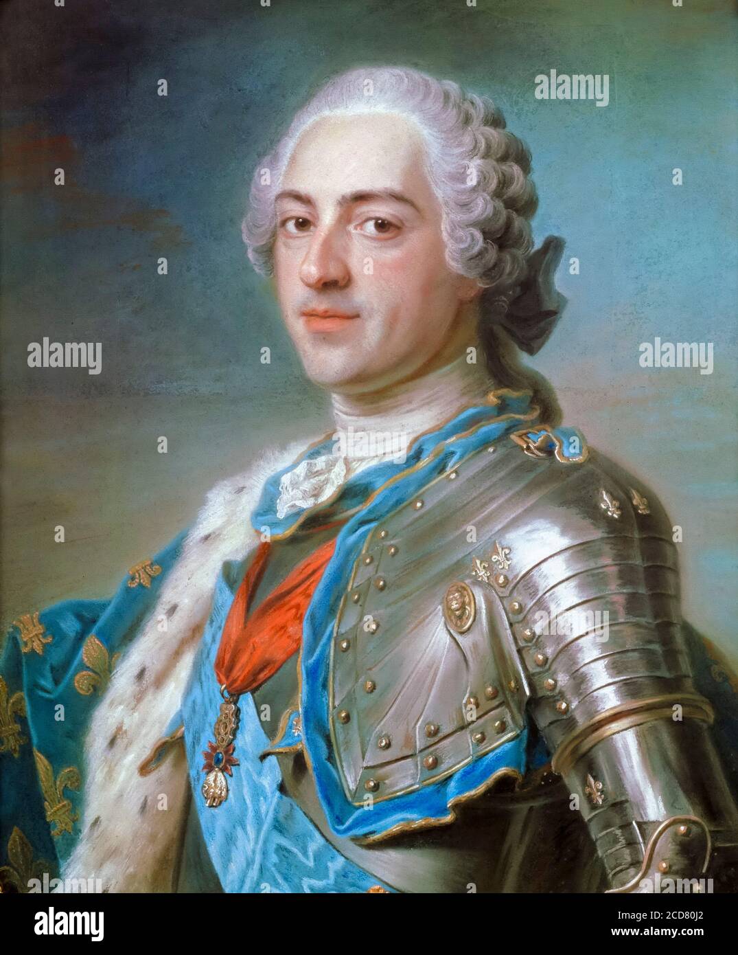 Luigi XV (1710–1774), re di Francia, ritratto di Maurice Quentin de la Tour, 1748 Foto Stock