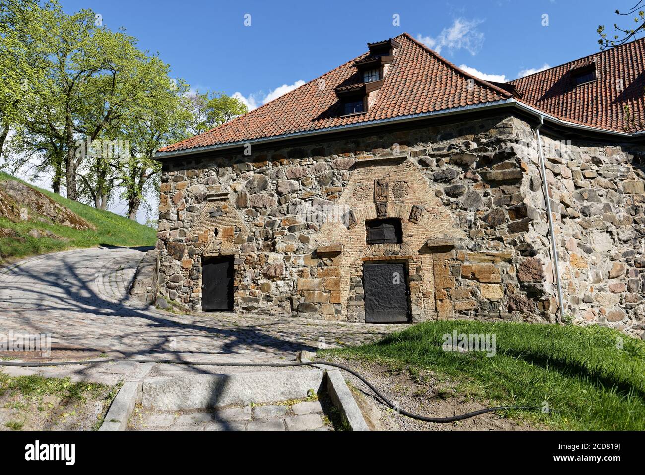 Vecchio edificio nella Fortezza di Akershus, Oslo, Norvegia Foto Stock