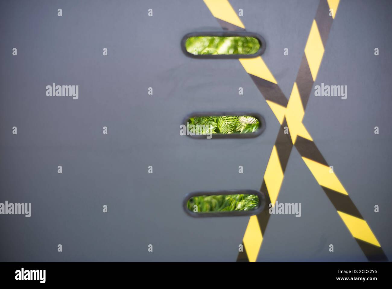 GUARDANDO ATTRAVERSO LO SPETTACOLO GIARDINO ‘LA VISIONE INTELLIGENTE GIARDINO’ AVERE LA VISIONE DI VEDERE OLTRE LA MALATTIA MENTALE, PROGETTATO DA STEVE SMITH AL RHS HAMP Foto Stock