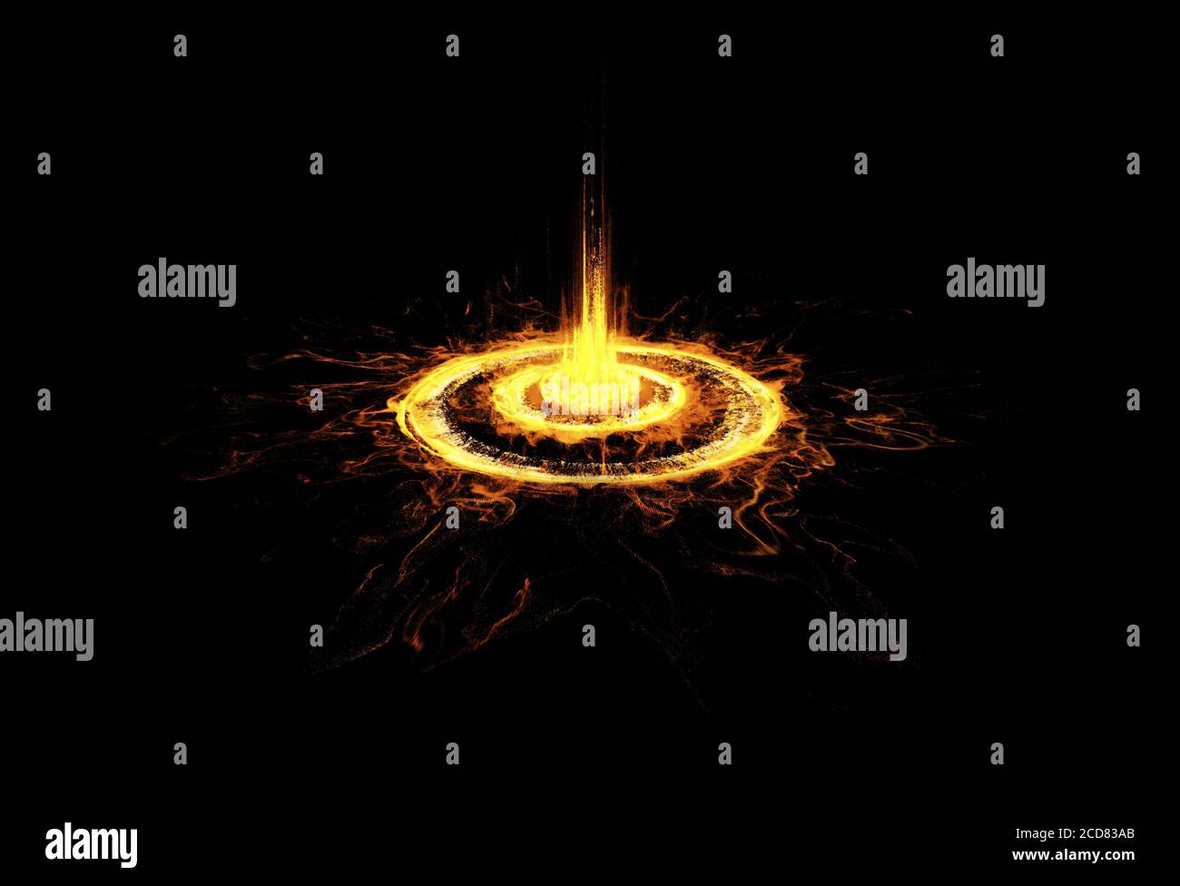 Fiery Sci-fi Gate. Viaggio nel tempo, spazio esterno Foto Stock
