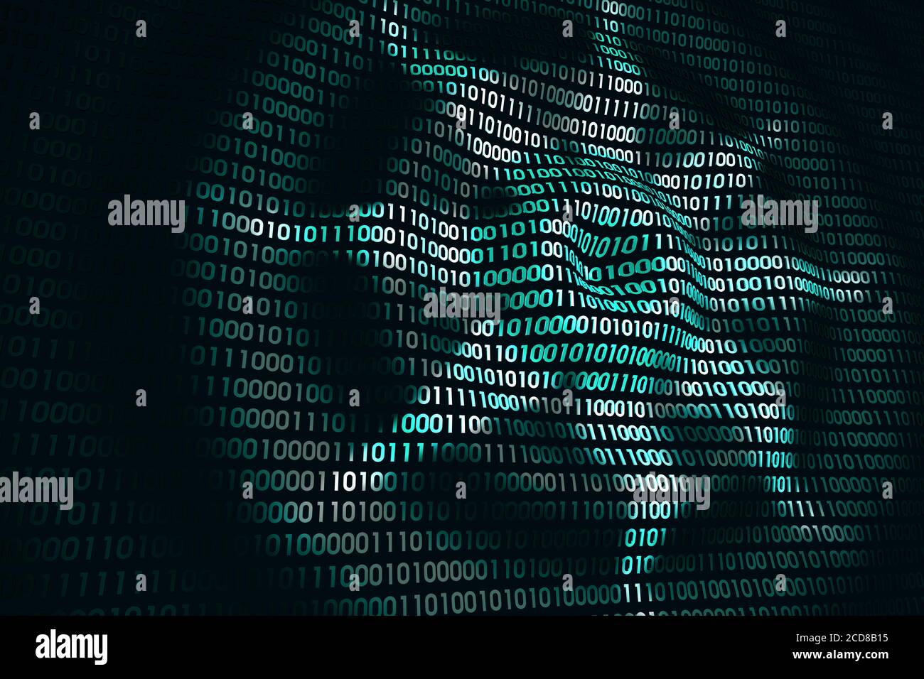 Sfondo digitale binario astratto blu verde Foto Stock