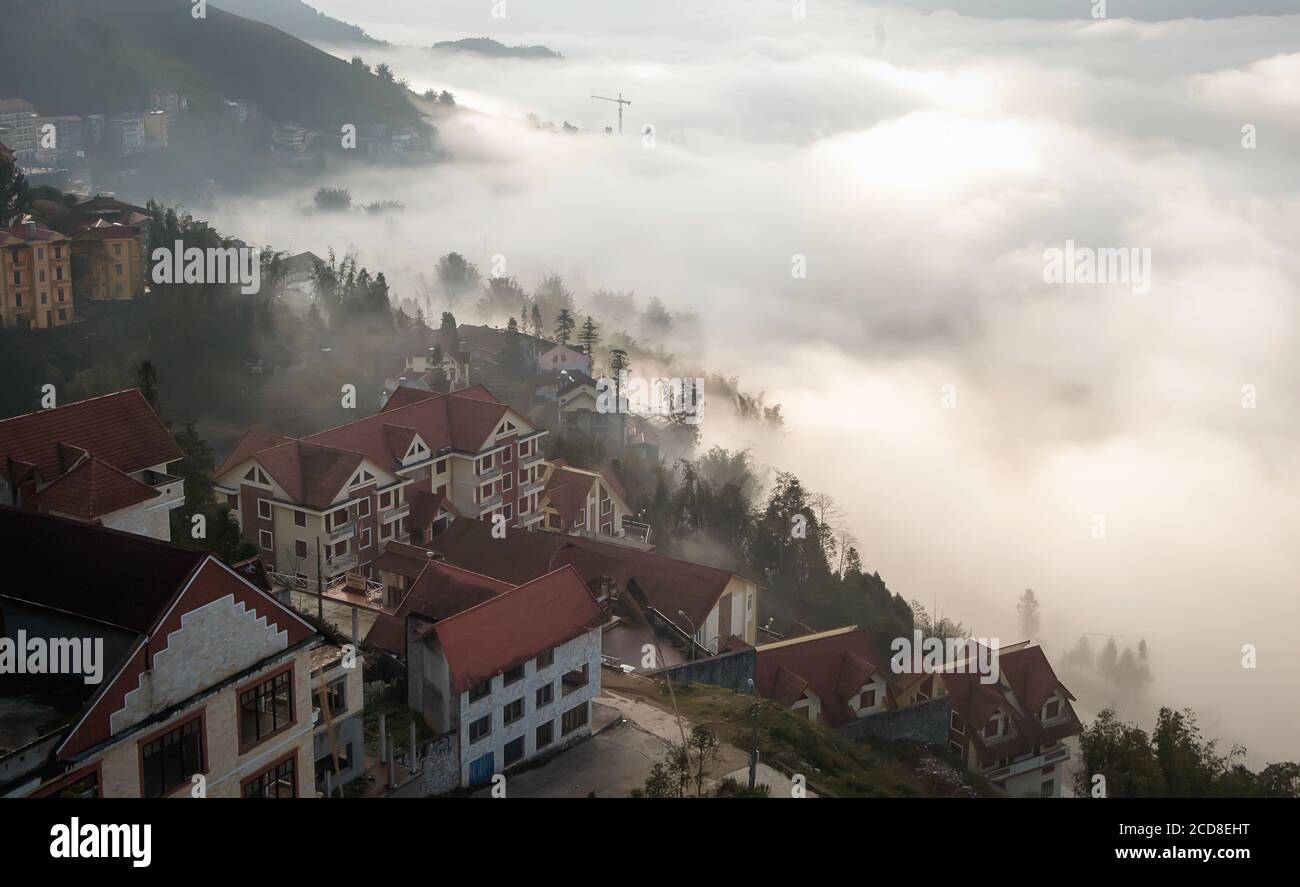 Bellezza paesaggistica, minoranze etniche nella regione montagnosa settentrionale del Vietnam Foto Stock