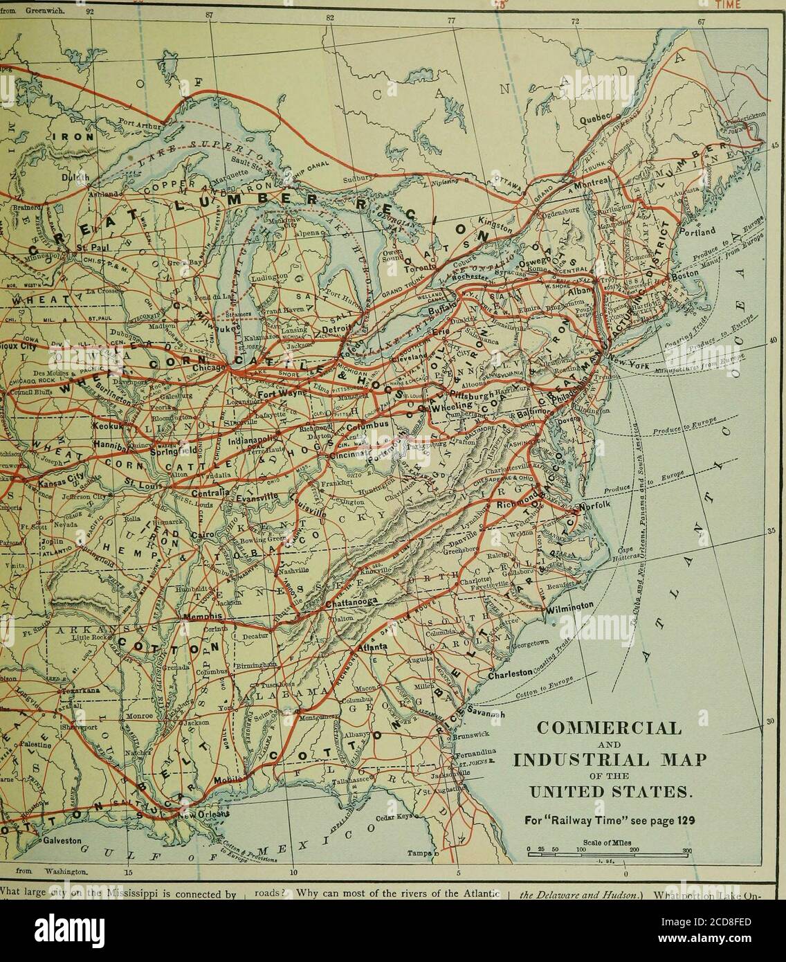 . La geografia della scuola di Harper. Vada a Pittsburgh passa attraverso FortWayne? Di che strada della Pennsylvania è una continuazione? Che strada da Chicago passa attraverso Wheel-ing a Baltimora? Che strada da Pittsburgh attraversa Columbus e Indianapolis a St. Louis?a che altro porto sull'Ohio ha una diramazione da Columbus? Che strada da Toledo pa.ises attraverso Springfield. Illinois, A quali due città del tsisippi ? Quale strada corre a nord dal Cairo? si forchetta? In quale città la cisterna brterminerà? Il ramo occidentale? Che strada St. Louis con Chicago? Con IndianapolisPittsburgh Foto Stock