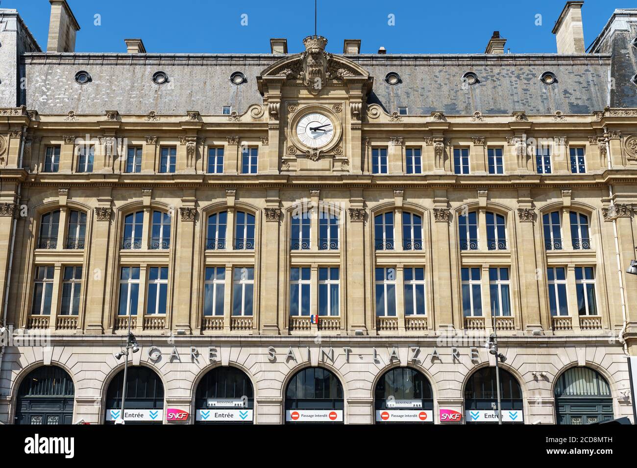 Facciata Gare St-Lazare a Parigi, Francia Foto Stock