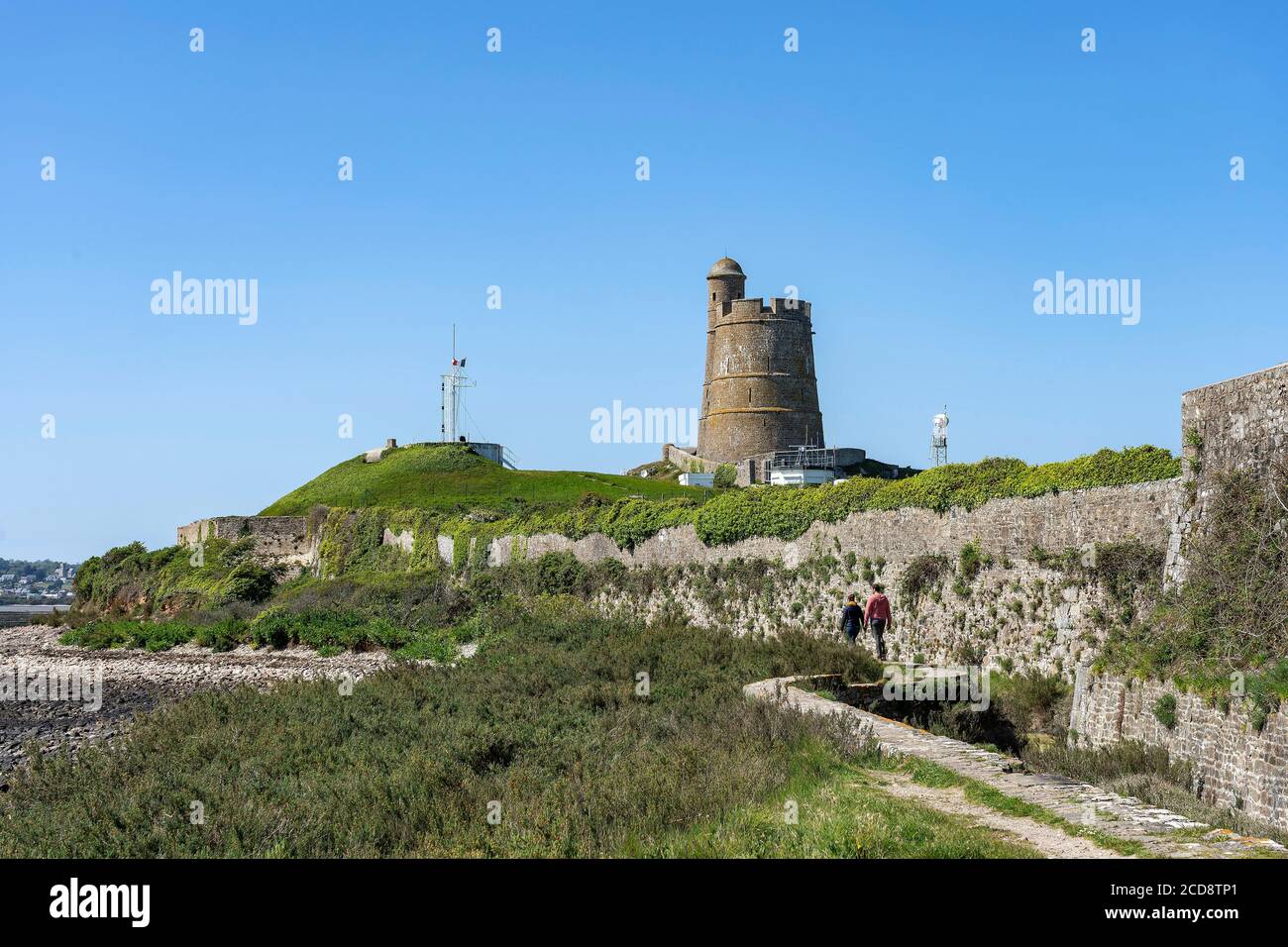 Francia, Manica, Saint-Vaast la Hougue, la fortezza di Hougue costruita da Vauban, patrimonio mondiale dell'UNESCO, Vauban torre Foto Stock