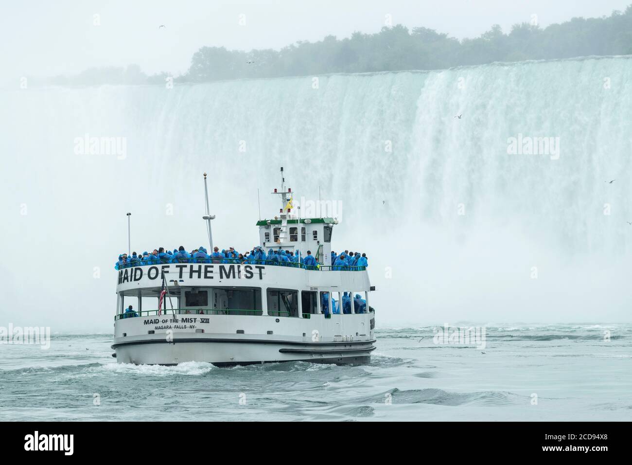 Canada, Ontario, Cascate del Niagara, tour in barca di fronte alla parte americana delle Cascate del Niagara Foto Stock