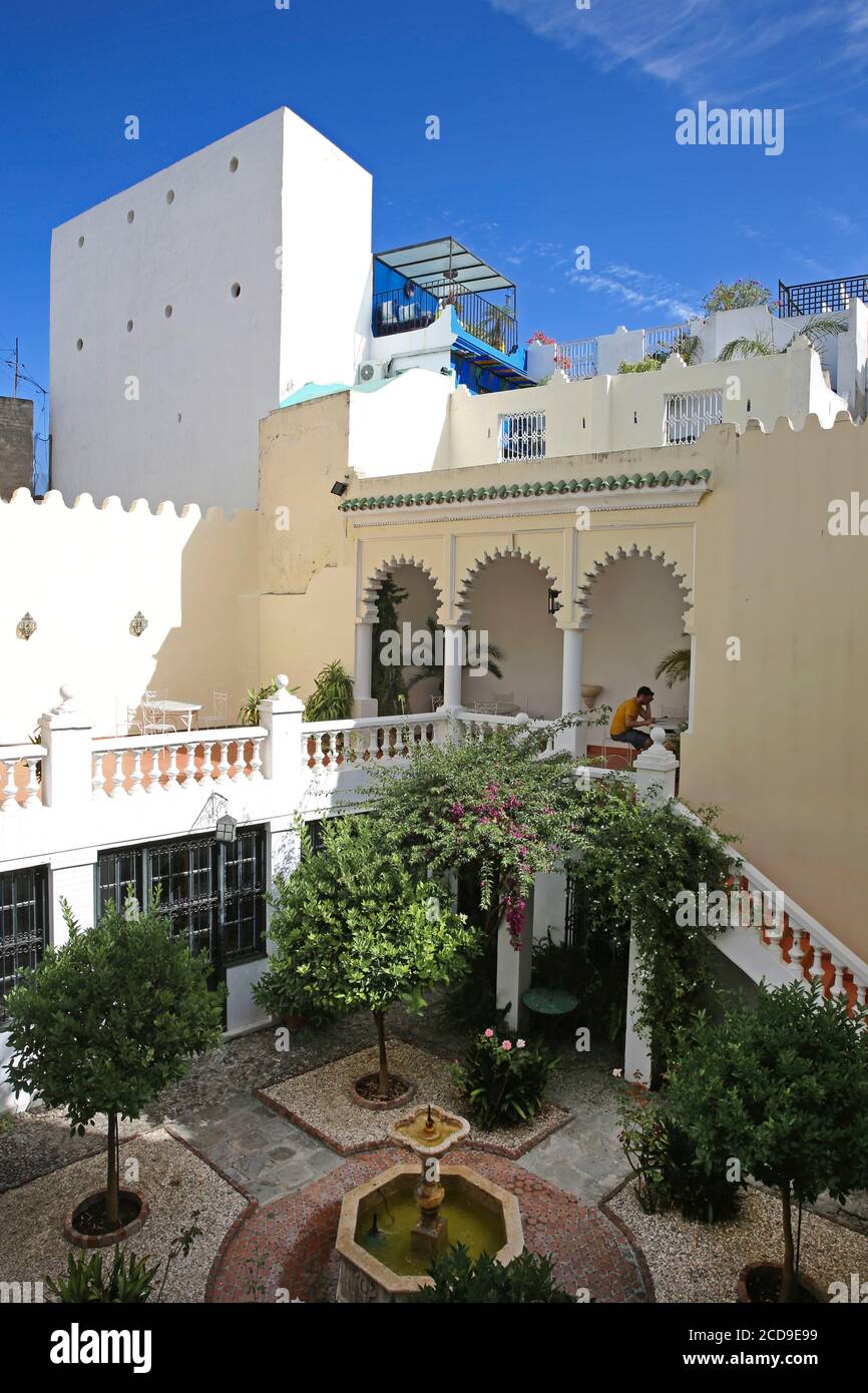 Marocco, Tangeri Tetouan regione, Tangeri, patio e fontana della legazione americana Foto Stock
