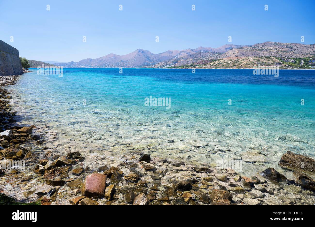 Spinalonga, chiamata anche isola di Leper a Creta, la Grecia è una gita di un giorno interessante con una storia interessante ma oscura Foto Stock