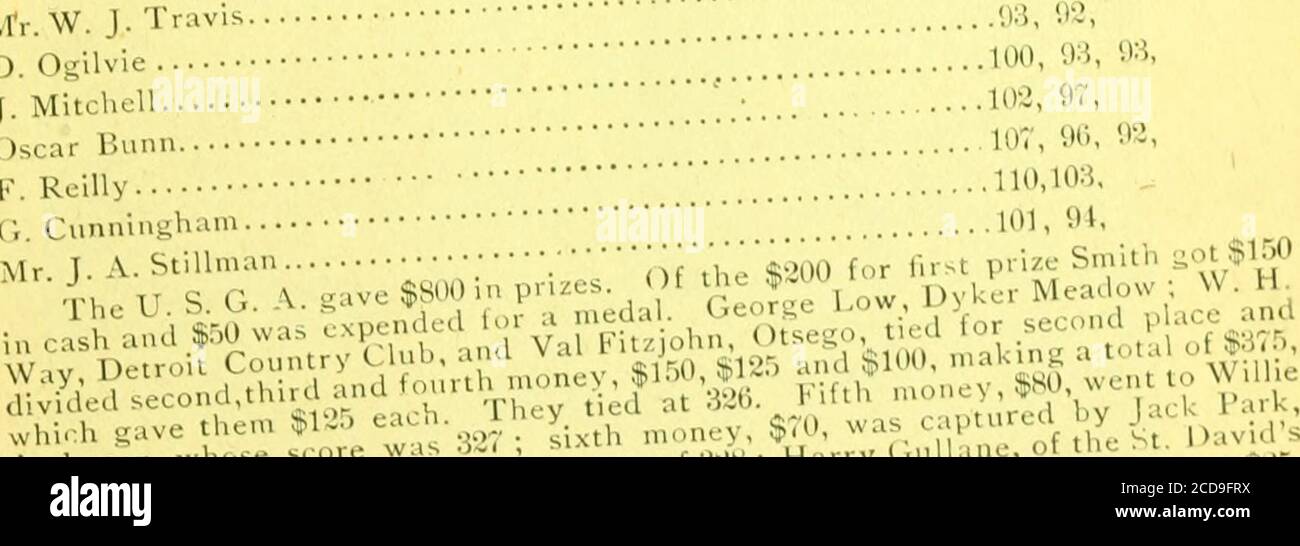 . La guida ufficiale di Spalding. . 0, 95, 85-35G MR F. W. Menzics 01, 01, 85, 89-35() Willie Dunn . 87, 88, 89, 93-357 R B.Wilson 88,91,87,91-357 James Campbell 89,9:5,88,87-3^7 Harry Ravvlis .,•&gt;, 93, 81, 89-358 John Harrison V. 87,85.92,95-359 DonaklBall. •. 92,91,90.90-303 e Fitzjohn • 87.101,89,87-304 Marshall :..93, 92, 88, 91-304 W W. Kirk W. V. Hoare. J. D. TUCKEI   1)1, 89, 94-304,K). 93. 9.-&gt;, 87-305 johnReid ;;.;•;;.; 94,91,91,80 305 F Fitzjohn .:. 91, 92, 91, 93 3(u MR H H.Cummings &lt;)8, 91. 89, 90-3t.8 johnForman ;;:;;; *^^. ^^-;;-^!::! Sig. T. C. Jenkins 95,92,88,98-3. Foto Stock