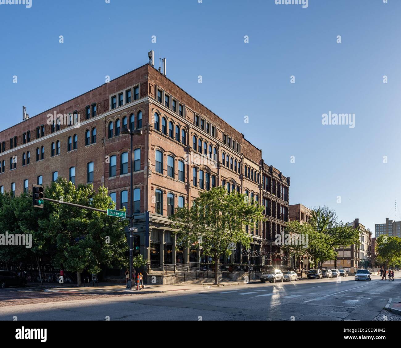 Edifici nel quartiere Old Market del centro di Omaha Foto Stock