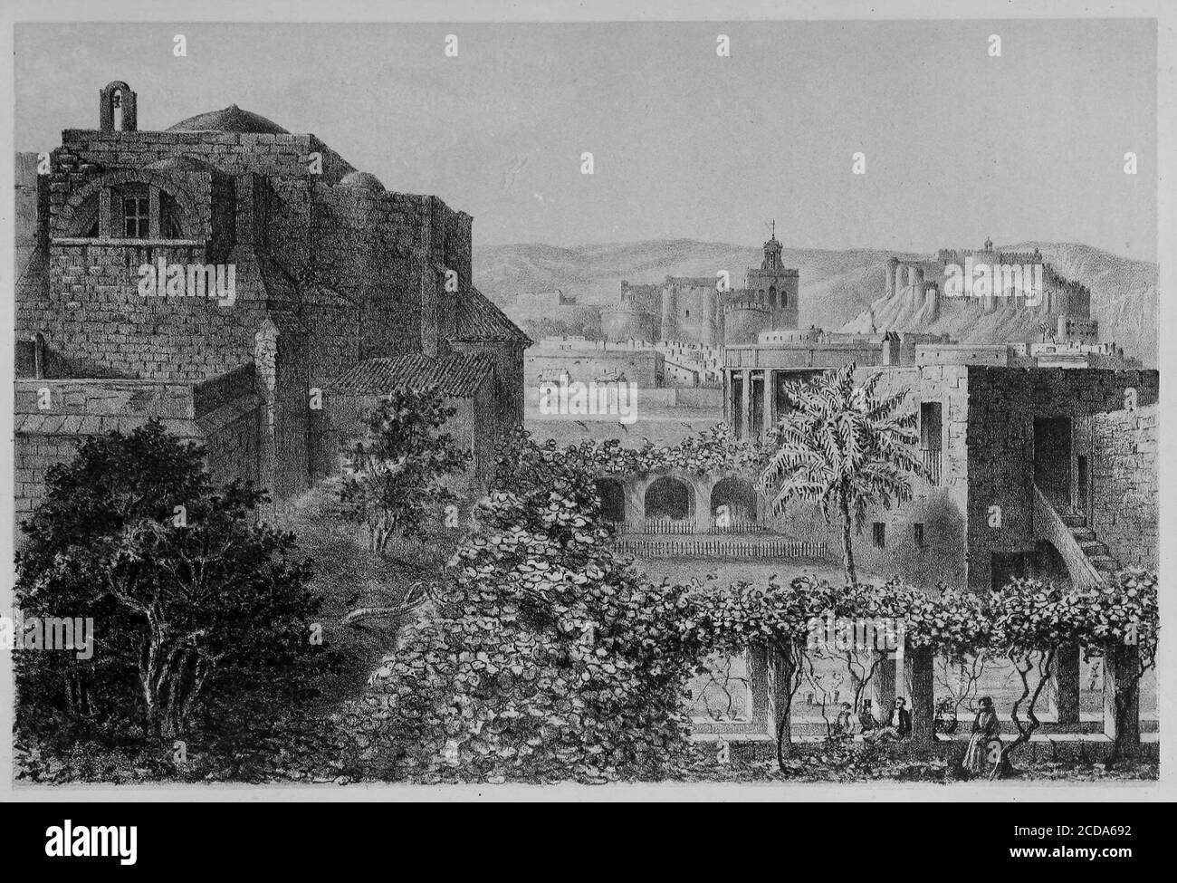 Illustrazione dal libro 'Recuerdos y bellezas de Espana' di Francisco Pi y Margall, con castelli in una zona montagnosa di Almeria, Granada, illustrato da Francisco Javier Parcerisa, pubblicato da Repulles, 1850. Archivio Internet di cortesia. () Foto Stock