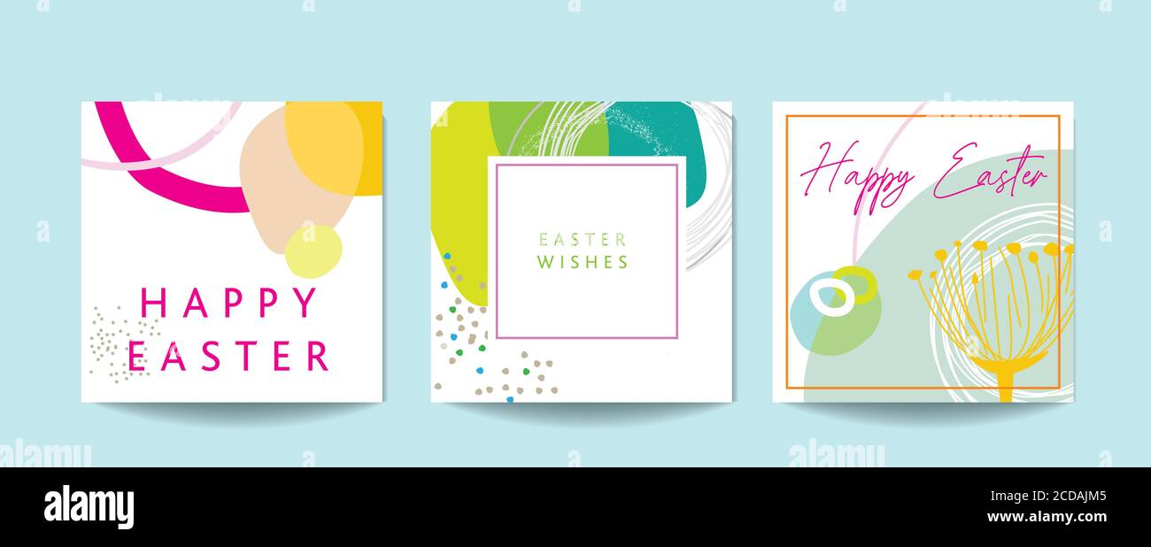 Astratto a base floreale scandinavo arte astratta maschere quadrate con elementi floreali e geometrici. Adatto per post sui social media, app mobili, ba Foto Stock