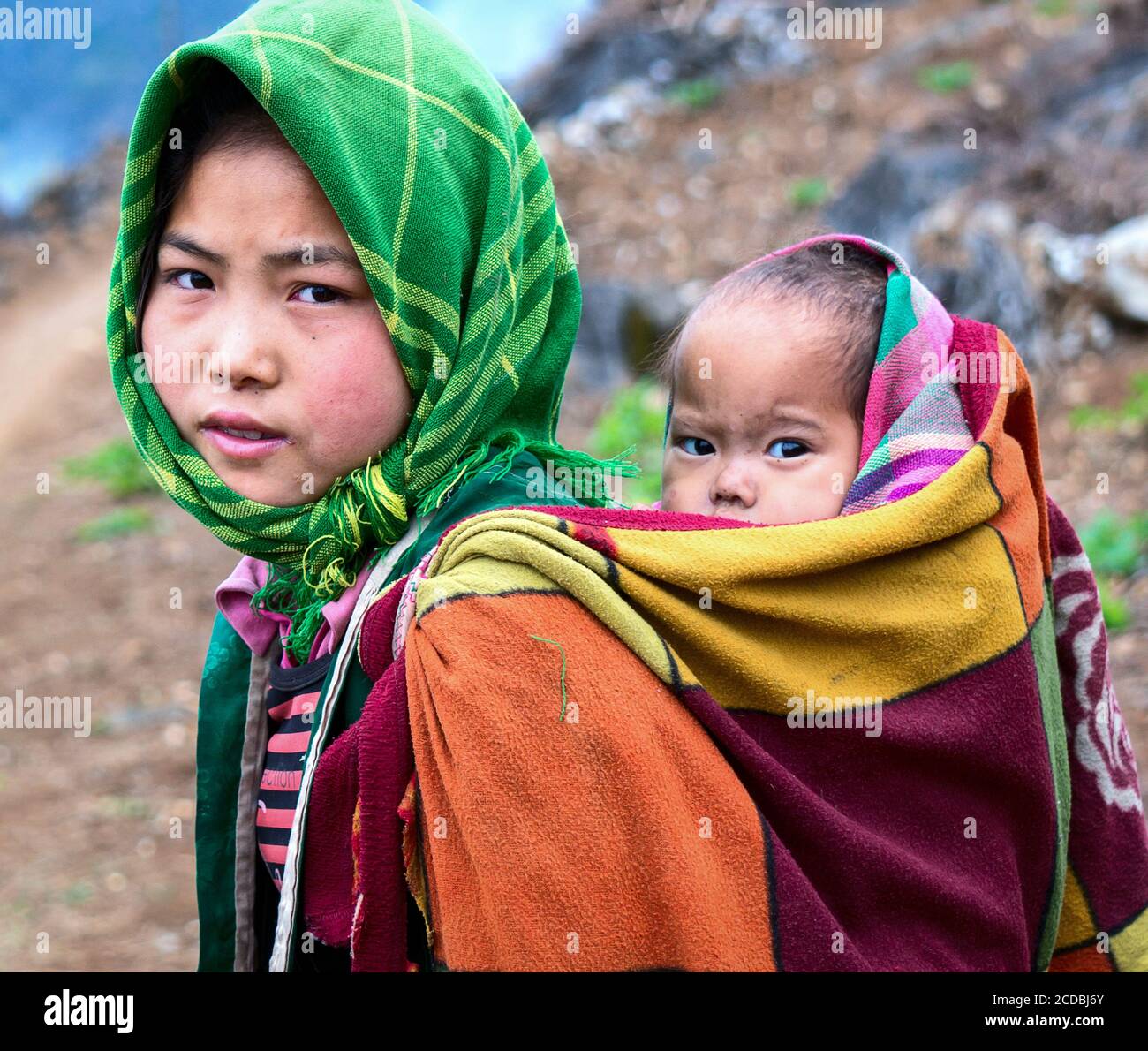 Campo di riso terrazzato all'interno della nebbia e raggio di mattina in Mu Cang Chai Vietnam Foto Stock