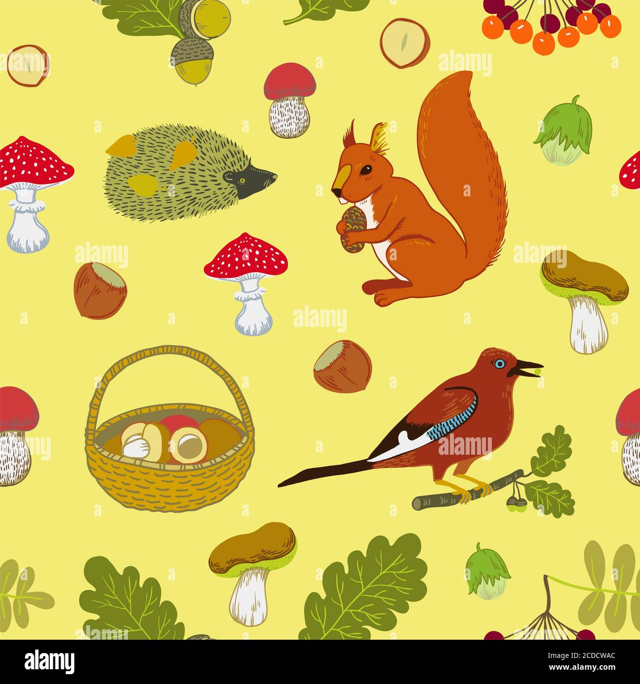 Motivo senza cuciture con graziosi elementi autunnali Illustrazione Vettoriale