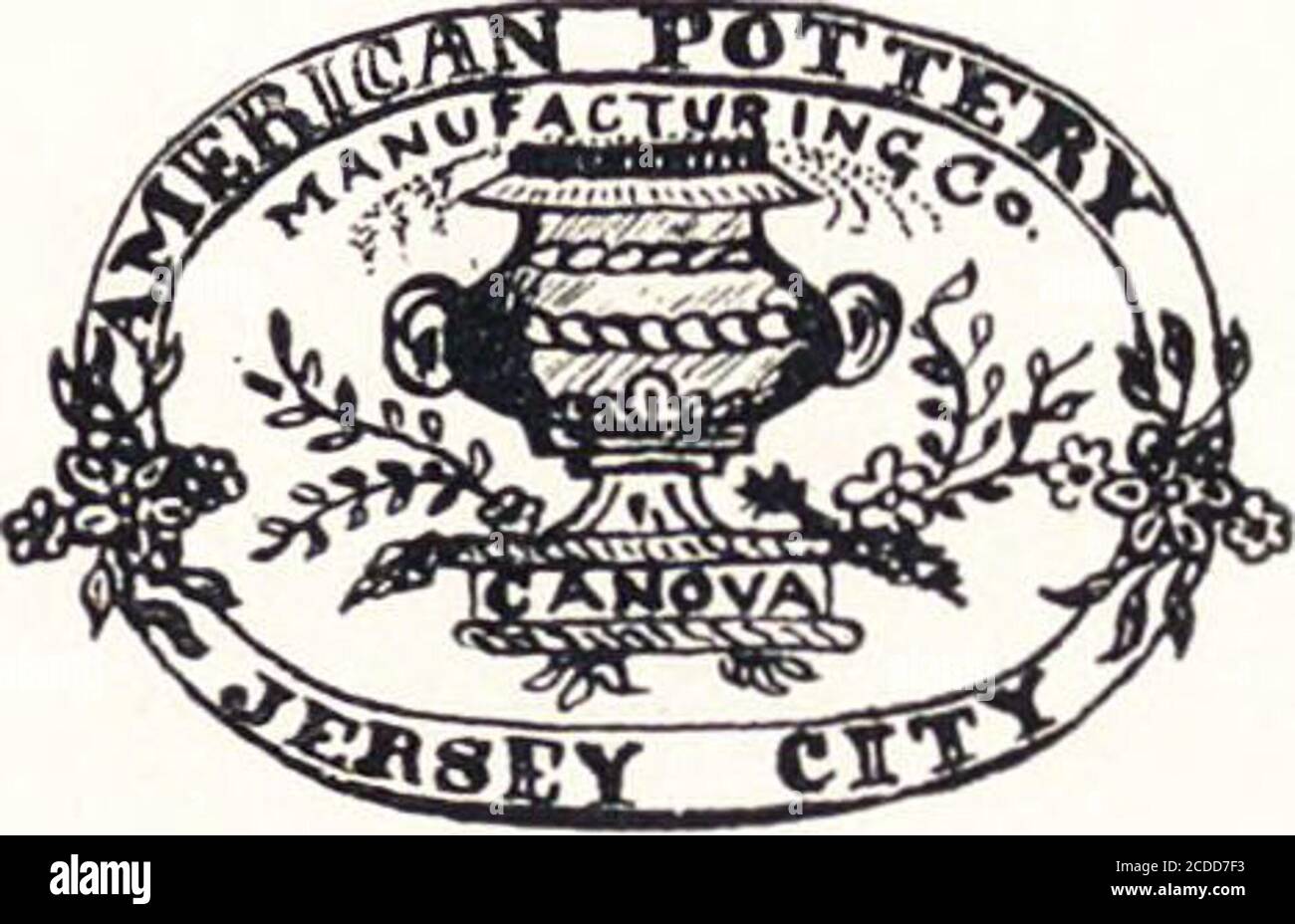 . Ceramica anglo-americana : la vecchia cina inglese con vedute americane, un manuale per collezionisti . Harrison Pitcher, stampe nere. Jersey City Pottery, 1X41 in collezione di MR. S. Spaulding, Buffalo, X. V. CERAMICHE ANGLO-AMERICANE. 175 disegni da potterie inglesi, in bine leggero. Una piastra per la colazione nel Pennsylvania Museum, Philadelphia, recante il marchio stampato di questa struttura, è decorata con una riproduzione anesatta dell'incisione Canova, come rilasciato da. Contrassegno della ceramica di Jersey City sulla piastra di Canova. John Ridgway, vasaio, di Hanley, Inghilterra, poco prima. Al centro c'è un con Foto Stock