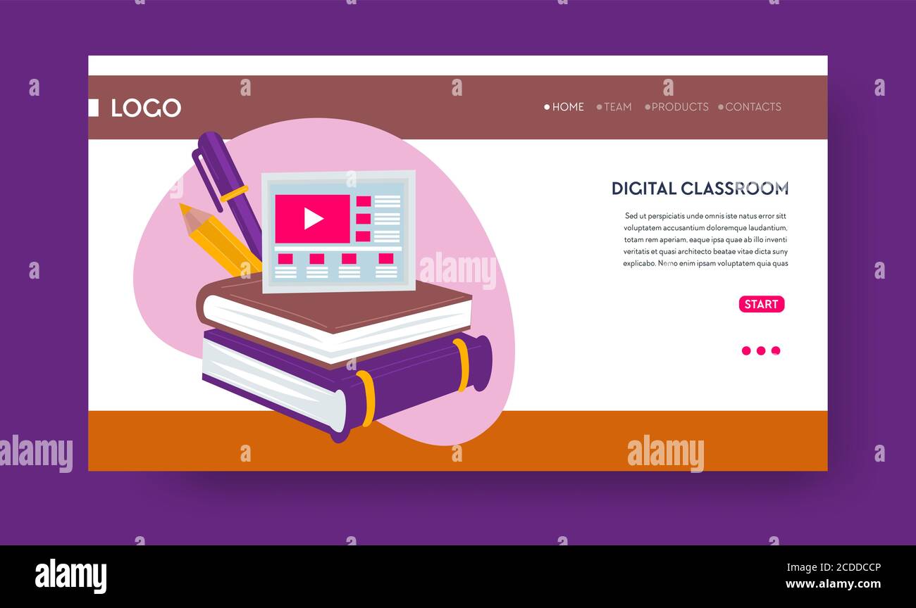 Corsi digitali in aula e online, formazione e studio Illustrazione Vettoriale