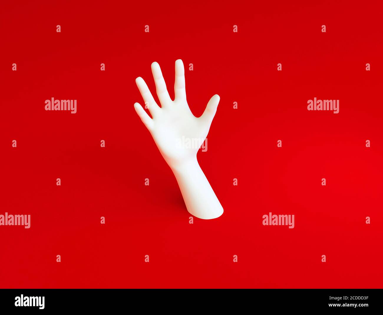 La mano della persona cerca aiuto. Chiama per assistenza. Chiedere aiuto concetto. illustrazione 3d Foto Stock