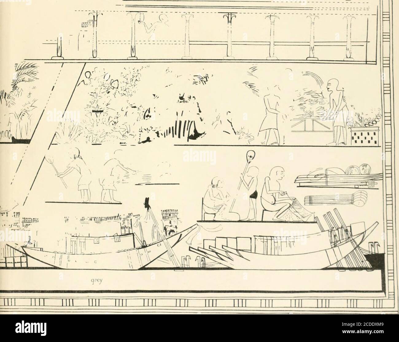 . Le tombe rupestri di El Amarna . MN. AKHETATEN. £.:» i El Amarna V. TOMBA 16-PIANO. Piastra VI. V-. ?^II H- Foto Stock