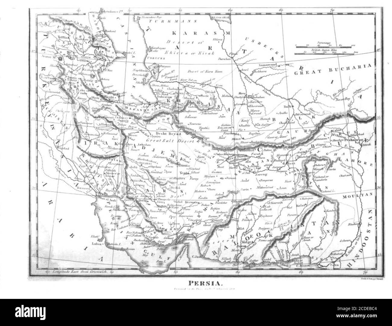 Mappa del XIX secolo della Persia [Iran] incisione su copperplate dell'Enciclopedia Londinensis OR, dizionario universale delle arti, delle scienze e della letteratura; Volume XIX; a cura di Wilkes, John. Pubblicato a Londra nel 1823 Foto Stock