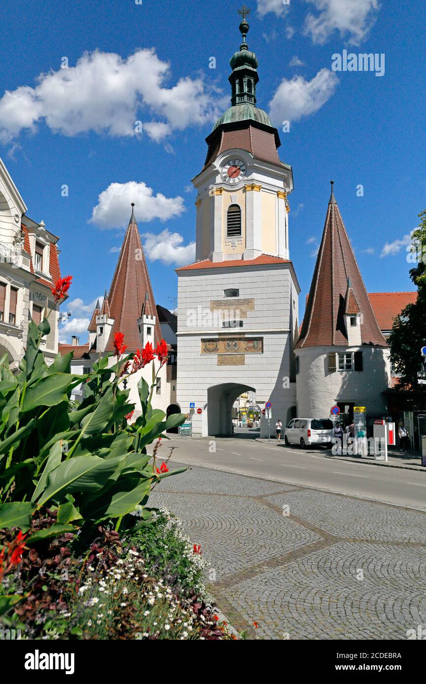 La torre alla porta di Stein in Krems, bassa Austria Foto Stock