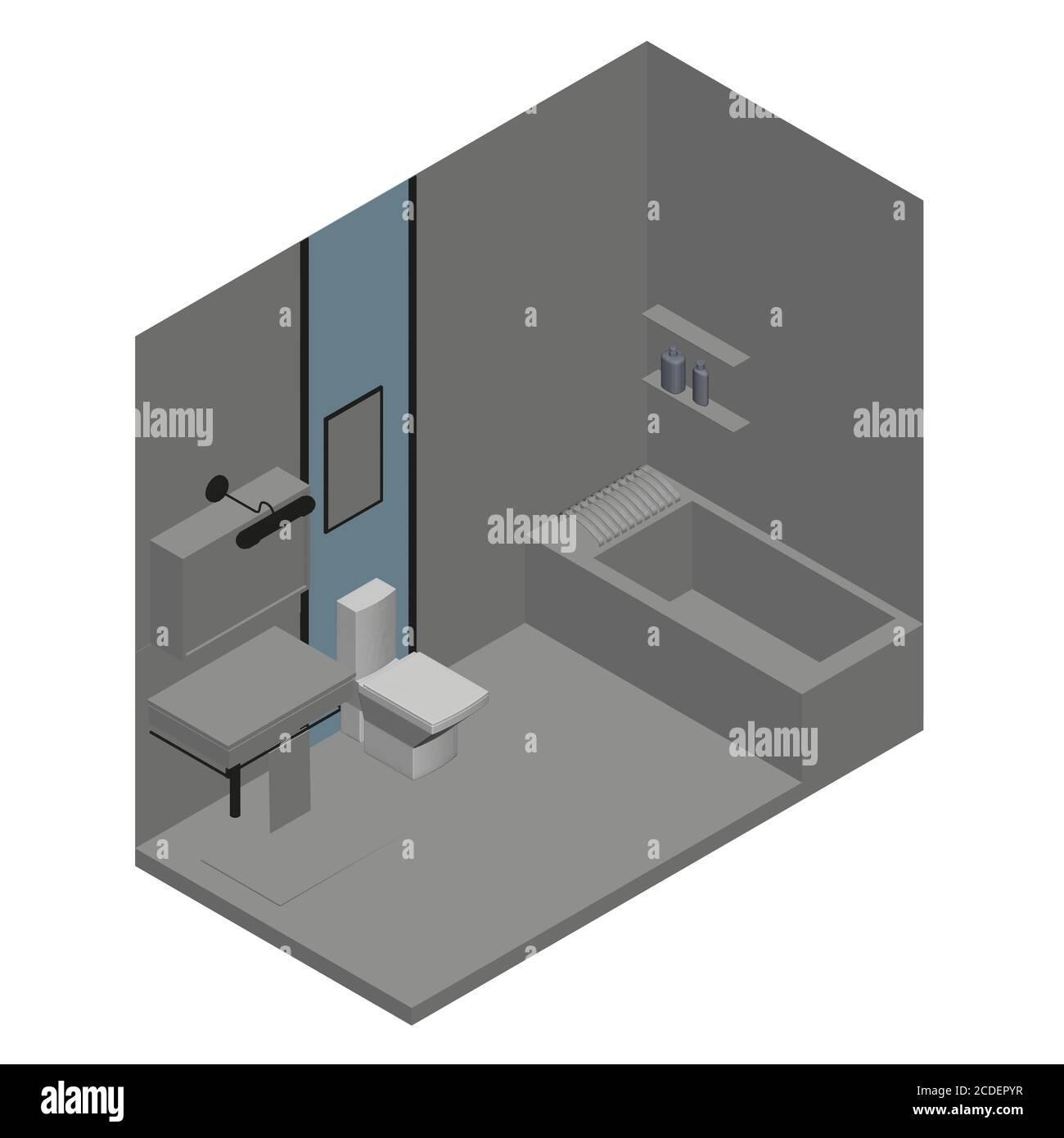 Interno bagno basso poly. Vista isometrica. 3D. Illustrazione vettoriale Illustrazione Vettoriale