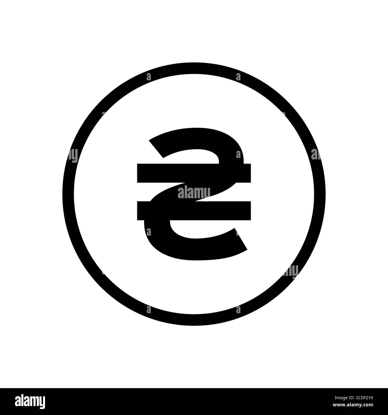 Icona hryvnia moneta monocromatica icona in bianco e nero. Simbolo della valuta corrente. Illustrazione Vettoriale