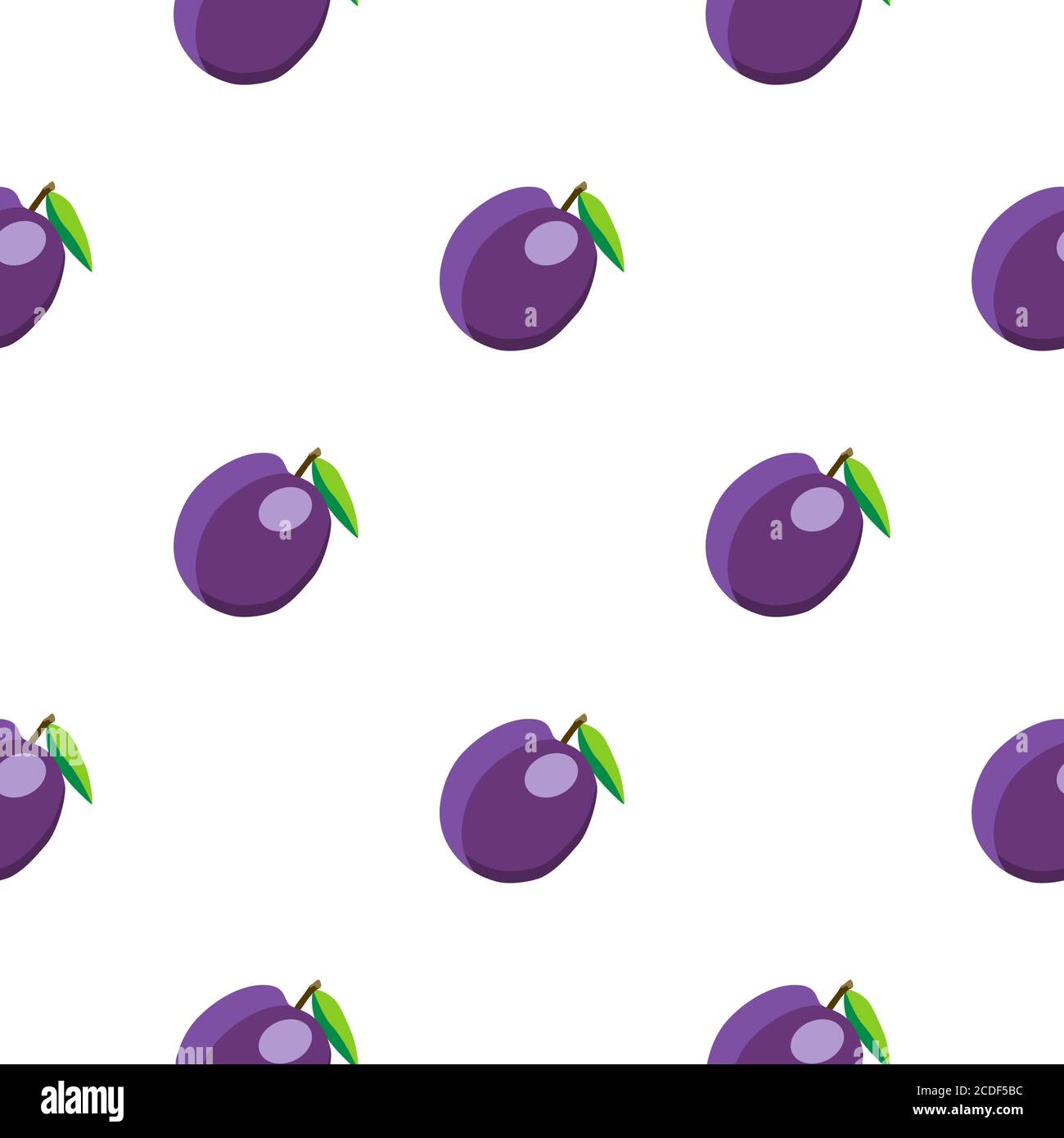 Illustrazione sul tema grande colore viola senza cuciture prugna, frutta brillante motivo per sigillo. Motivo a base di frutta costituito da una splendida prugna a ripetizione senza cuciture. SIM Illustrazione Vettoriale