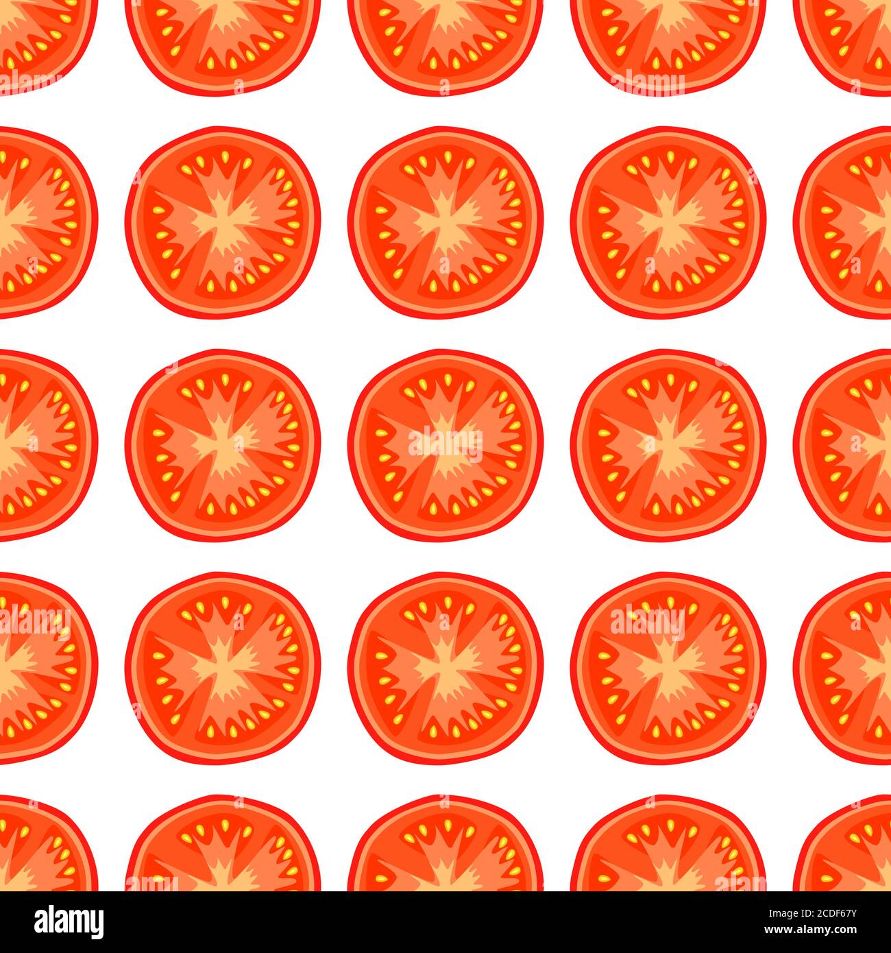 Illustrazione sul tema del pomodoro rosso modello, ketchup vegetale per sigillo. Modello vegetale composto da bel pomodoro rosso, molti ketchup. Co. Semplice Illustrazione Vettoriale