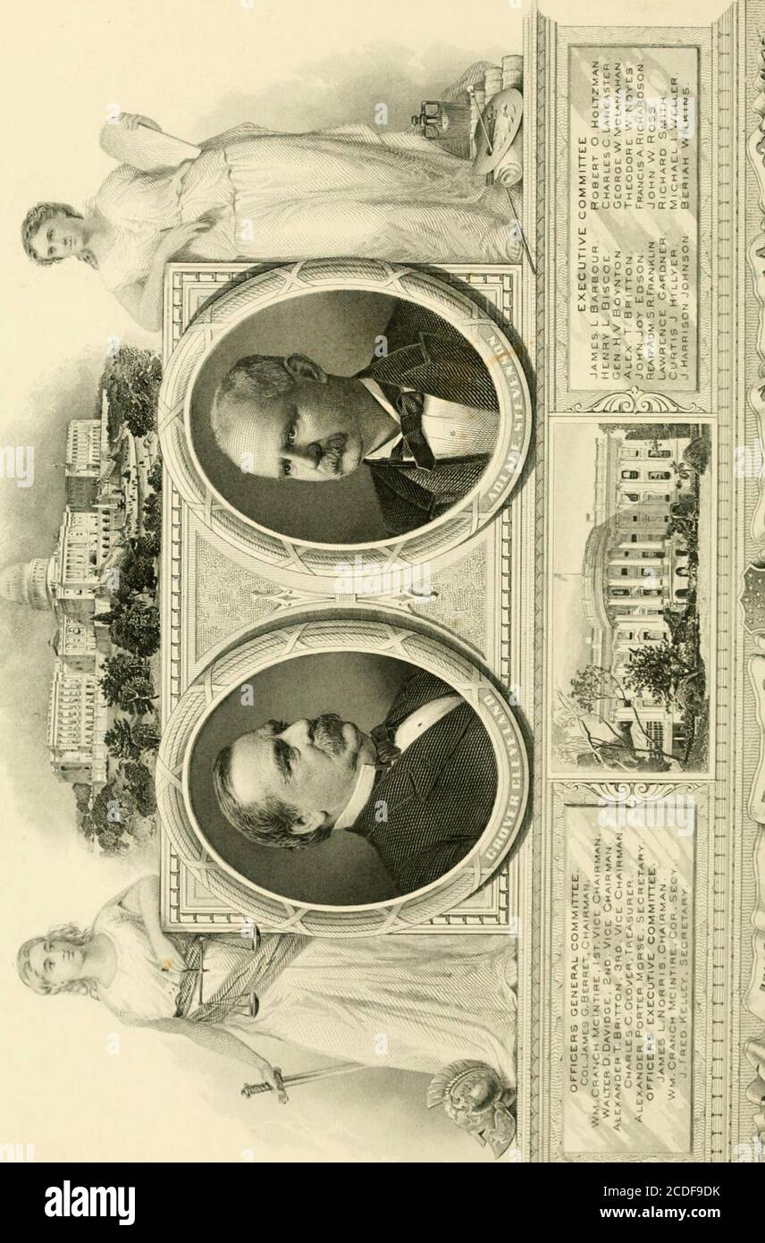 . Cerimonie inaugurali di Grover Cleveland, presidente e Adlai E. Stevenson, vicepresidente. 4 marzo 1893 . ,. NoRius, ClKiinmin. WM. Cranch McIntyre, (Mrrespnding Srcretnry. Barbour. .lames L.l5iscoe, Hcnrv L.Boynton. Gen. H. V.Britton. Alexander T.e&lt;ison, John .lo.v membri - Hillyer, Curtis J.Holt/man. Robert O. Johnson. J. HarrisonKelley. J. Fred.I.jinca«ter, Chas. C. Franklin, posteriore .Vdmiral S. McDityre, WTN. Cranch R., i:. S. N.(iardner, Lawrence .McLanahan, George WNorris, .lames L.Noyes. Theodore W.Ross, John W.Richardson, Francis A.Smith, RichardWeller, Michael LWilkins, Beriah ( Foto Stock
