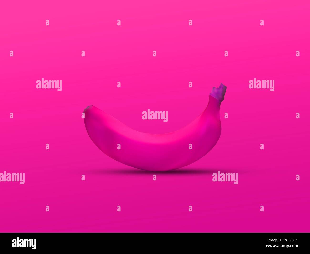 Rosa banana singola su sfondo rosa, 3D rosa studio una banana, creativo minimal flay Bay Foto Stock