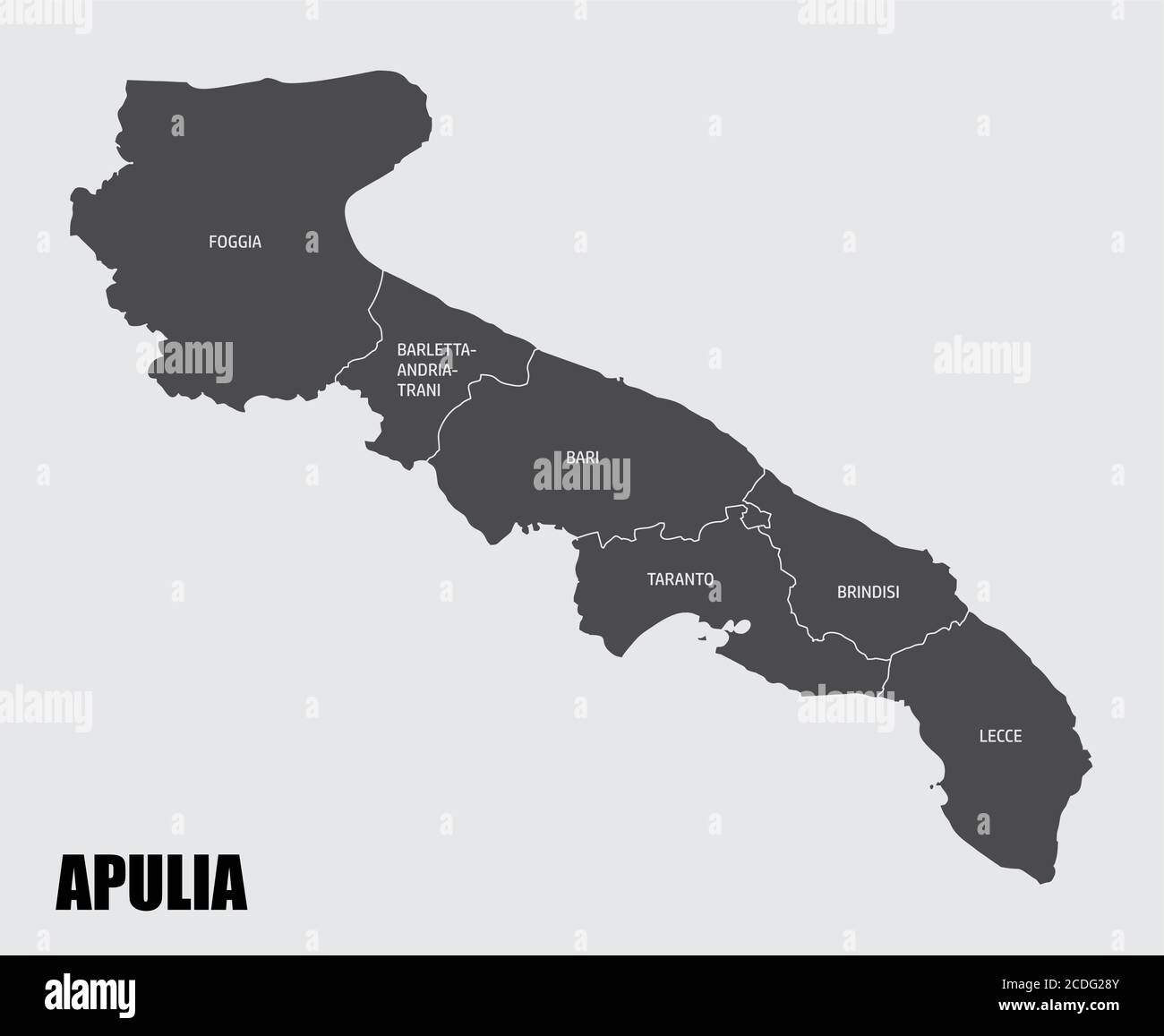 Mappa della regione Puglia Illustrazione Vettoriale
