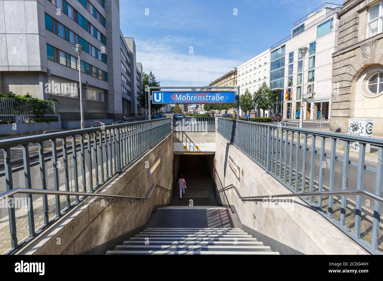 Berlino, Germania - 20 agosto 2020: Mohrenstraße Berlino stazione della metropolitana Mohrenstrasse U-Bahn in Germania. Foto Stock