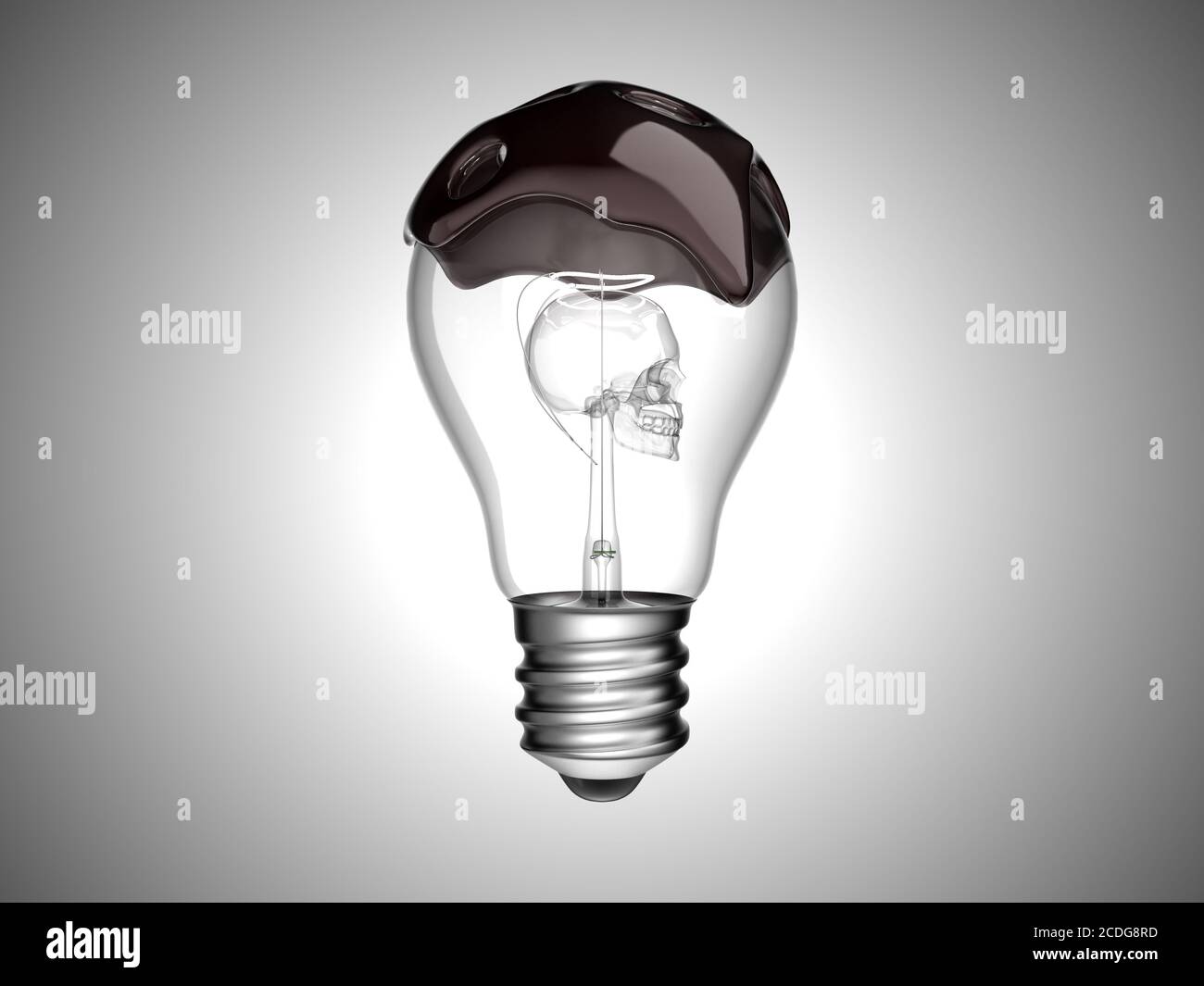 Perdite di olio e ambiente. Bulbo con cranio interno Foto Stock