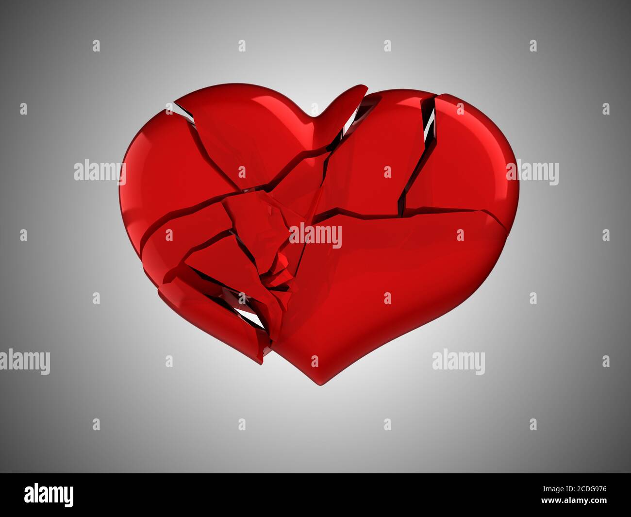 Morte e malattia. Cuore rosso spezzato Foto Stock