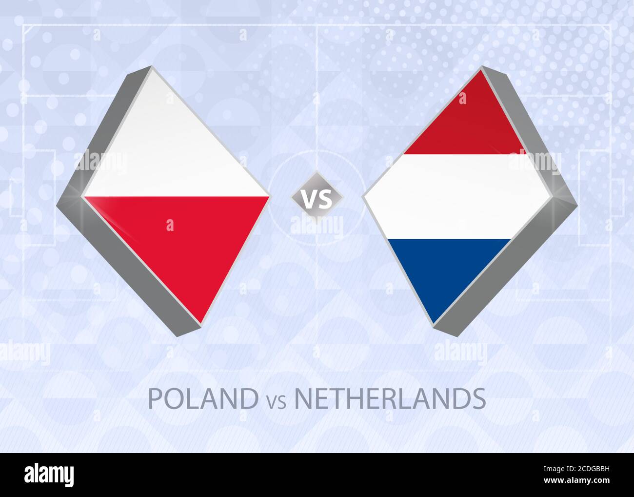 Polonia vs Paesi Bassi, Lega A, Gruppo 1. Concorso europeo di calcio su sfondo blu. Illustrazione Vettoriale