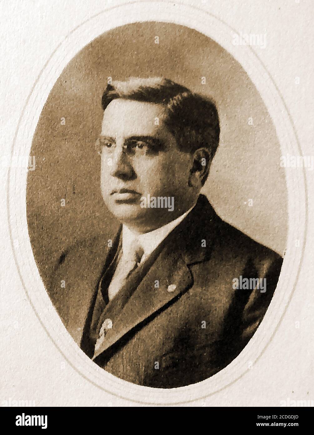 Graystone Hall - 1918 Illustrazione dal libretto commemorativo prodotto all'apertura del nuovo tempio massonico ad Akron, Ohio, USA - 1918 Ritratto di William B Baldwin , Gran Comandante della Grande Commenda di Ohio Freemasons. Foto Stock