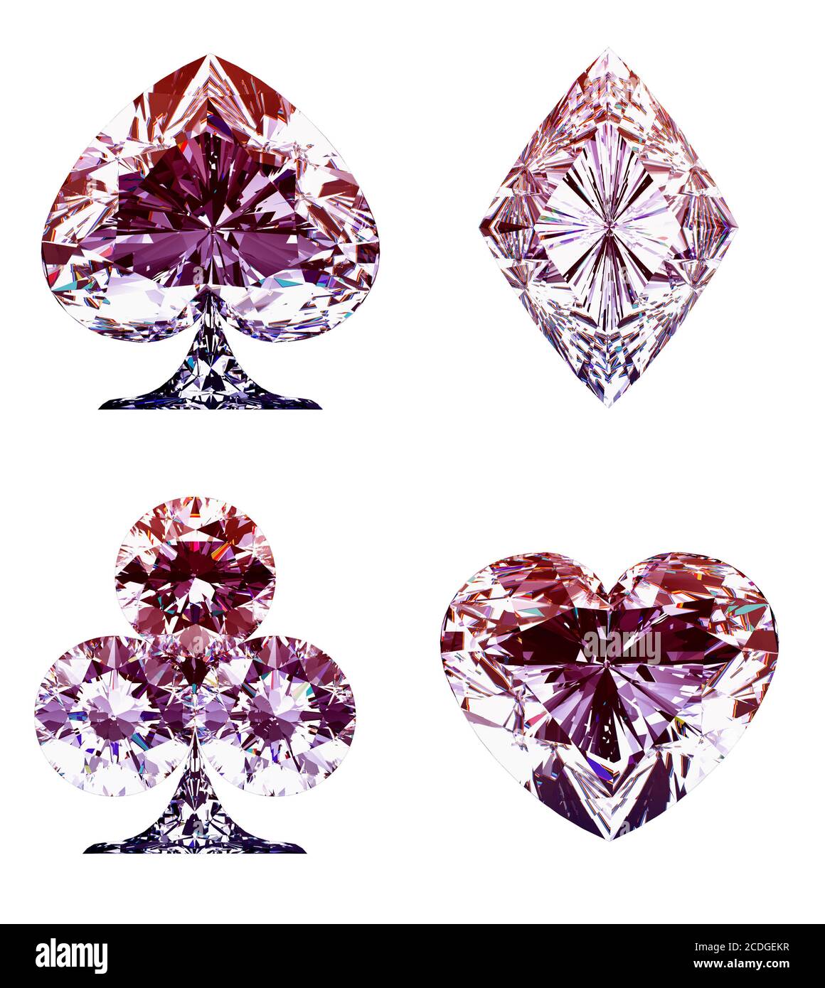 Colorato lilla Diamond Card si adatta isolato Foto Stock